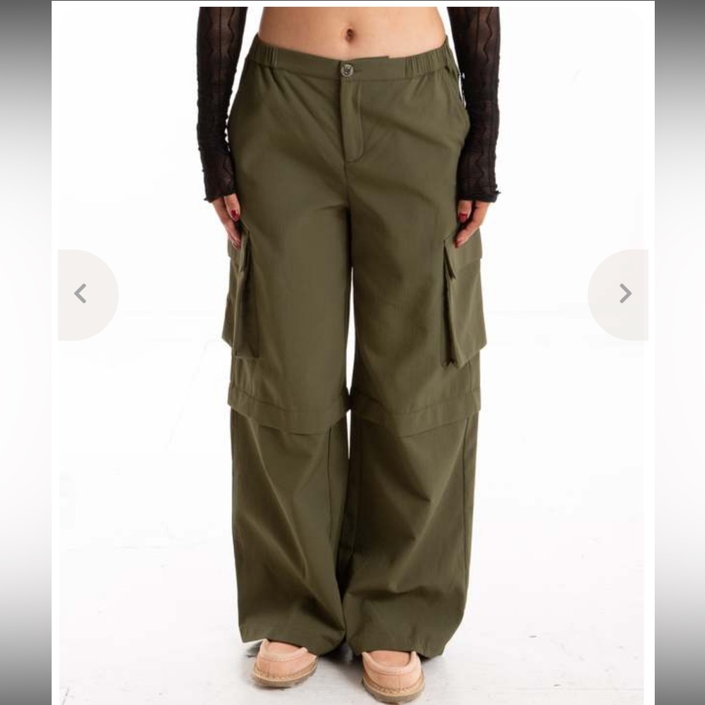 Anthropologie Theo Wide Leg Pant in olive size Large Find Me Now NWT